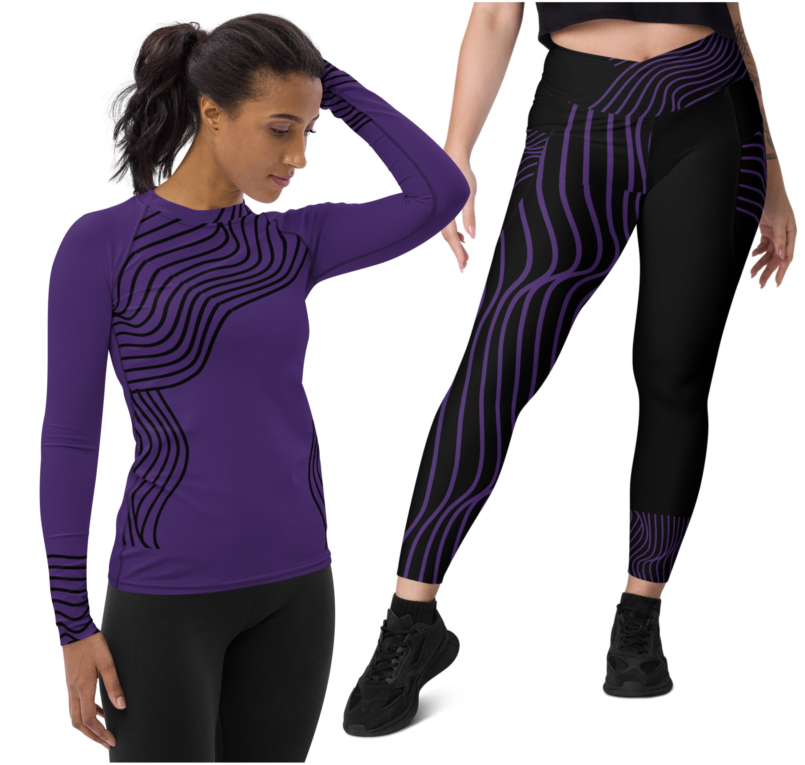 Long Sleeved Gym Top for Girls. Activewear or Workout Top. Streetwear. RippleFX by WickedYo.